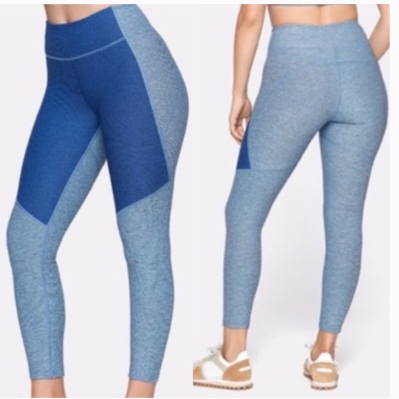 OUTDOOR VOICES Blue Two-Tone 7/8 Colorblock Leggings - Picture 1 of 6